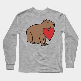 Capybara with Love Heart for Valentines Day Long Sleeve T-Shirt